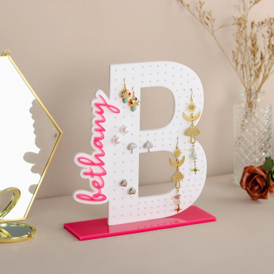 🎁Buy 2 FREE SHIPPING🎁 Personalized Acrylic Earring Holder, Custom Earring Display, Jewelry Organizer, Teenage Girl Gifts, Gifts for Mom