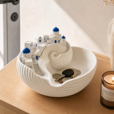 Santorini Catchall Coastal Seashell Key Bowl