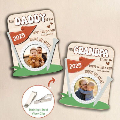Personalized Photo Car Visor Clip - Father's Day Custom Sun Visor Clip, Custom Photo Frame Gift for Dad or Grandpa