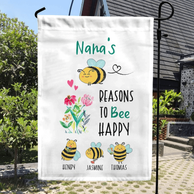 Nana's Garden Flag - Custom Honey Bee Grandma Flag with Grandkids' Names | Mother’s Day Gift 2025