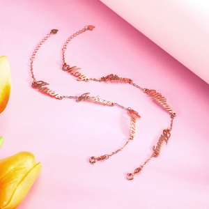 Personalized 1-4 Names Bracelet in Rose Gold