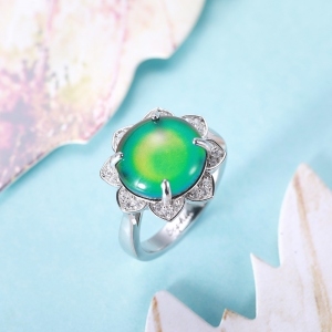 Sun Flower Mood Ring Sterling Silver 925