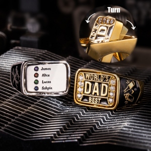 Father's Day Gift Best Dad Championship Family Name Ring with 1-8 Birthstones
