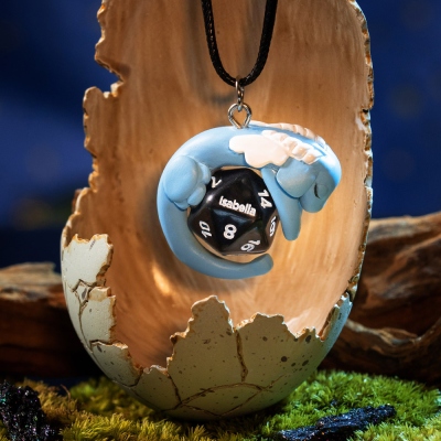 Personalized Name D20 Dice Dragon Necklace, Custom Name Necklace, Personalized Name Necklace, Resin Necklace, Pendant Necklace