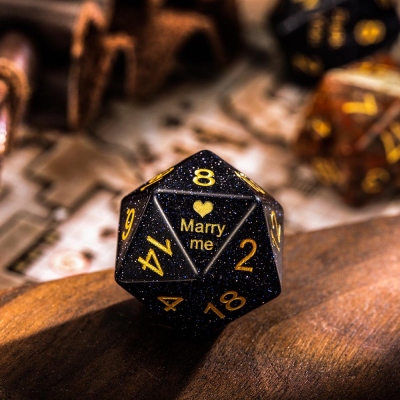 Custom DND Dice Set For Proposal, Black Dice, D20 Dice, Anniversary Gift, Wedding Gift, Valentine's Day Gift, DND Gifts