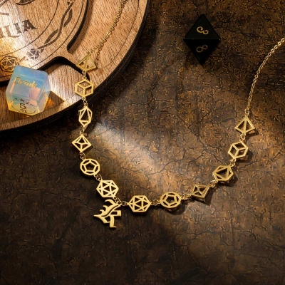 Personalized Letter Necklace, Old English Initial Dice Necklace, Custom Initial Necklace, 18K Gold Necklace, Platinum Necklace, Gift For Her