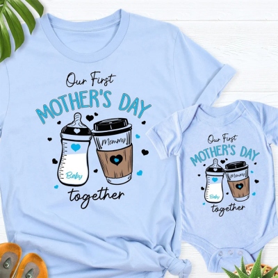 Shirt zum ersten Muttertag 2025, unser erstes Muttertagsshirt, Geschenk für neue Mama, passendes Muttertagsoutfit, Mama-Mädchen-Baby-Shirt, Mama-Junge-Baby-T-Shirt