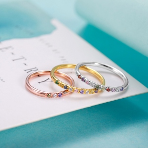 Custom Family Ring with 1-13 Birthstones, Sterling Silver 925 Women's Ring, Minimalist Jewelry, Mother's Day/Birthday Gift for Mom/Grandma/Family