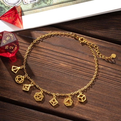 Polyhedral Dice Silver Dice Bracelet, Gift For Her, Silver Bracelet, DND Dice Jewelry, DND Bracelet, D20 Jewelry, D20 Bracelet, DND Gifts