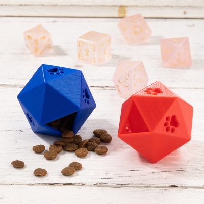 3D Printed Custom D20 Treat Dispenser Toy for Cats, Cat Treat Toy, 3D Printed Cat Toy, D20 Cat Toy