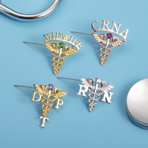 Personalized Medical Graduation Theme Pin with Birthstone