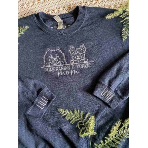 Personalized Pet Embroidered Crewneck with Name On Sleeve, Embroidered Apparel Sweatshirt,Dog Sweatshirt, Custom Dog Crewneck