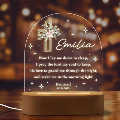 🎁Free Personalization🎁Baptism Night Light, Custom Night Light, God Night Light, Personalized Night Light With Name, Baptism Gift For Baby, Kids Bedroom Decor