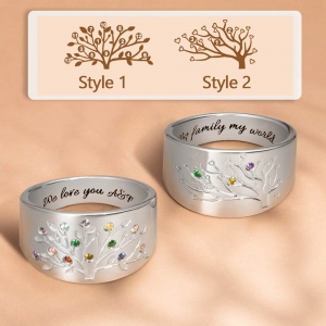 Gift for Mother Personalized Family Tree Ring with 1-20 Birthstones