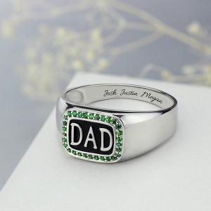 Silver Plated Platinum Birthstone Charm Rings