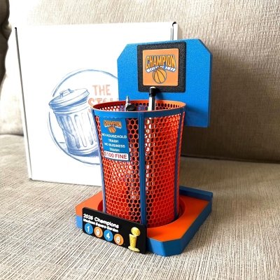 Team Pen Holder/Storage Bin | Fun Basketball Gift | Hexagonal Hoop for Fans | Basketball Hoop Design | Basketball-Themed Desktop Organizer