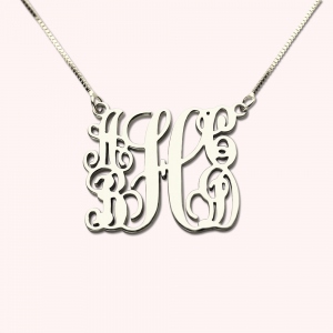 Customized 5 Initials Family Monogram Necklace Silver
