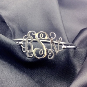 Personalized Monogram Initial Bracelet 1.25 Inch Sterling Silver