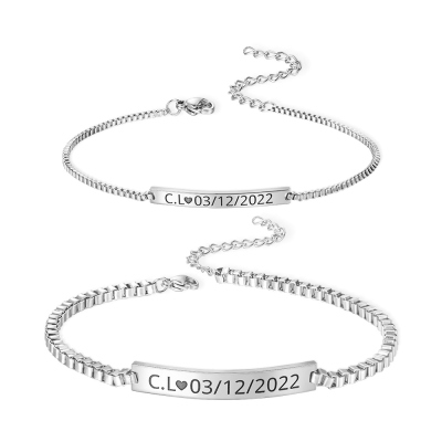 Custom Couple Bracelet, Matching Bracelet Friendship Bracelet, Engraved Couple Gift Bracelets Wristband for Lover Husband Wife Boyfriend Girlfriend