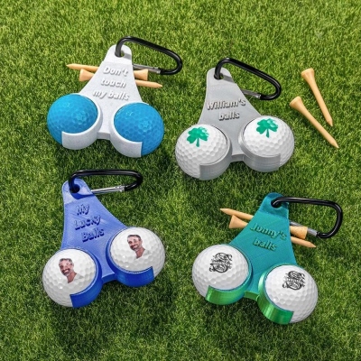 Personalized Multicolor 3D Printed Funny Golf Ball and Tees Holder with Clip and Text, Golf Accessory, Sports Gift for Golf Lover/Men/Him