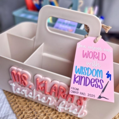 Personalised Teacher Caddy, Custom Desk Organiser, Teacher Gift, Back to School Present, Classroom Supplies Holder, Teacher Appreciation