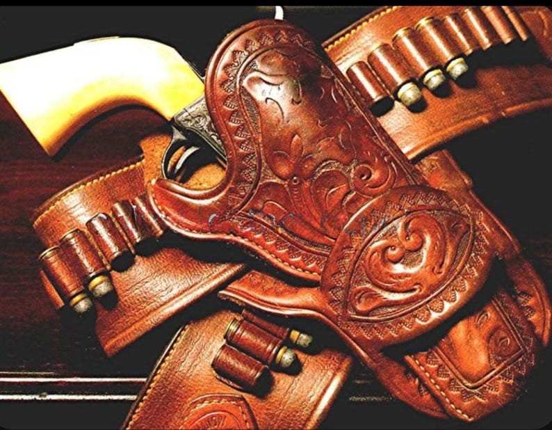 Western Leder Patronengürtel mit Munitionsschlaufen und Hammerriemen zum Festbinden von Revolverholster und Pistolenhülle .22 .32 .357 .38 .44 .45