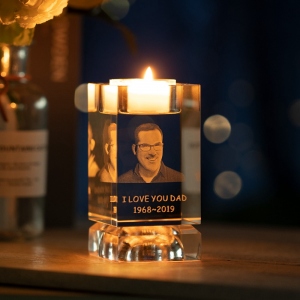 3D Crystal Candle Holder Memorial Photo Keepsake