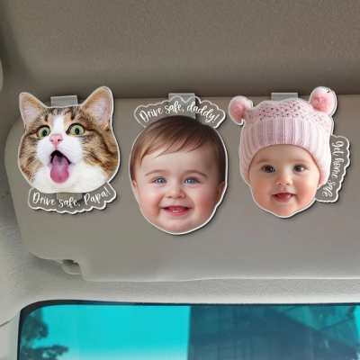 Custom Photo Car Visor Clip - Drive Safe Gift for Pet Lovers, Husband, or Dad