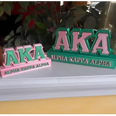 Inspired Black and Gold Customizable Desk Name Plate, Multicolor Greek Letter Desk Name Plate, Sorority/Fraternity Keepsake, Gift for Sisters/Friends