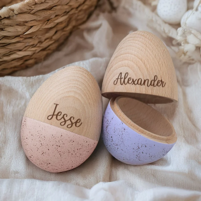 Personalised Fillable Large Wooden Speckled Easter Egg / Hollow Egg