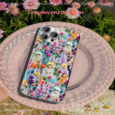 2024 neueste beliebte Handyhülle mit Rosenschädel| iPhone 15 | Pixel 8 | Samsung S24